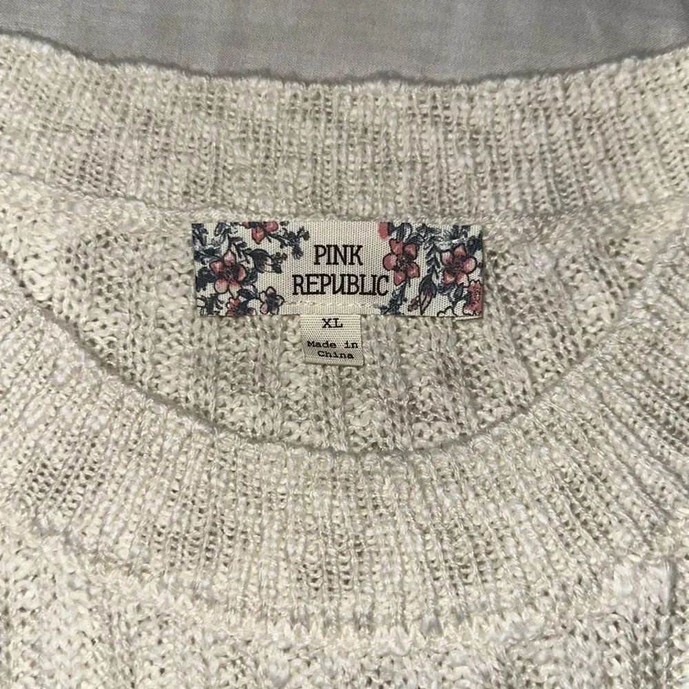PINK REPUBLIC XL Juniors Crème Fresh Ivory Knit Boxy Fit Cropped Sweater - Picture 14 of 16